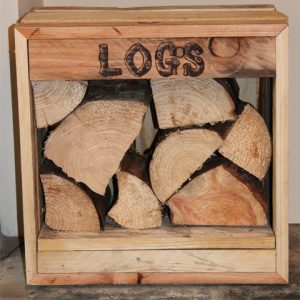 Decorative log boxes supplied with a net of logs